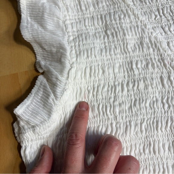 Quince Organic Textured Cotton Smocked V-Neck Midi Dress White Large - Picture 14 of 14